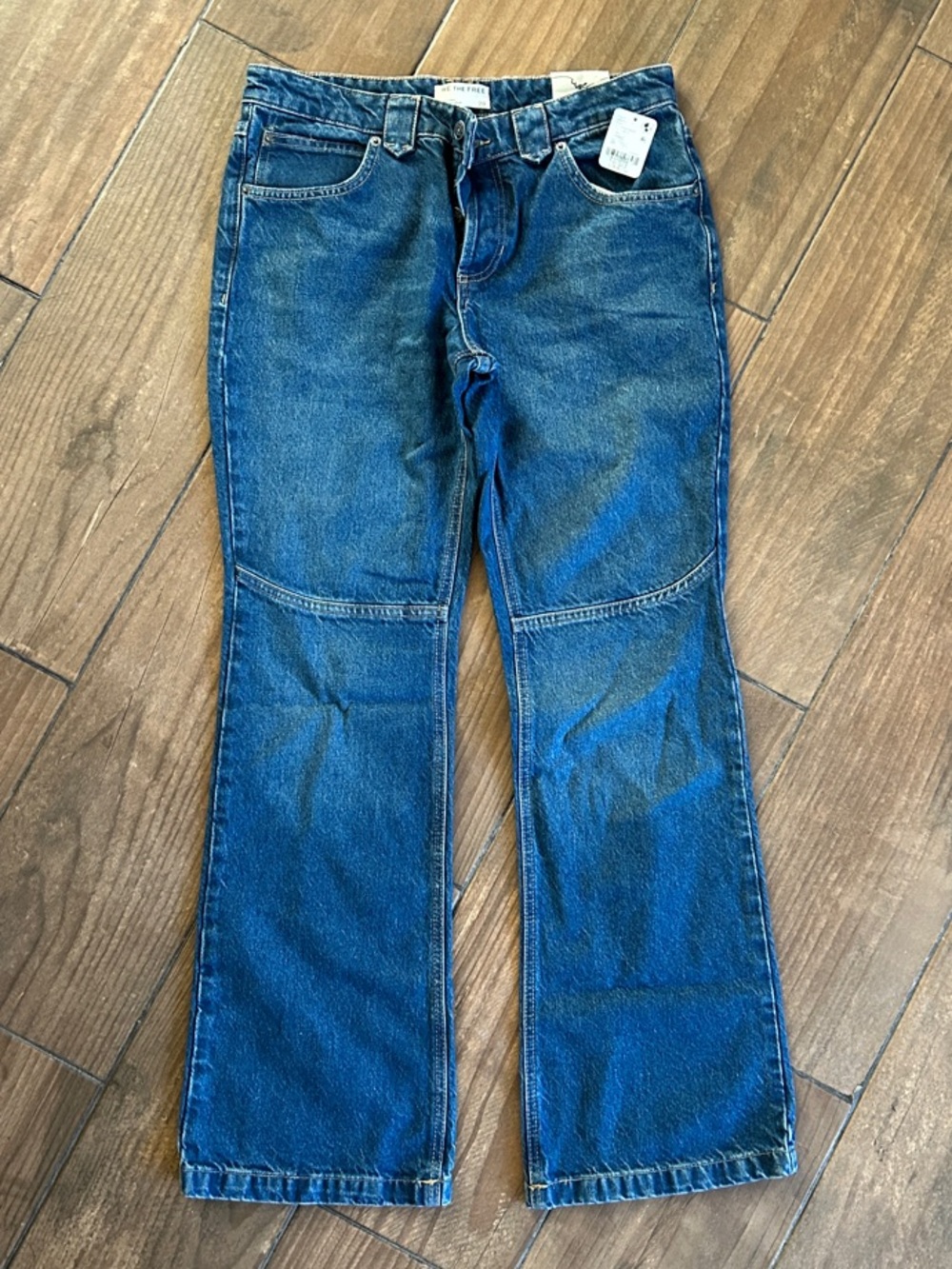We The Free Dark Blue Flora Low Rise Bootcut Jeans